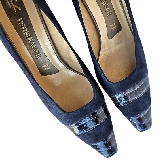 Vintage Peter Kaiser Suede Navy Blue Leather pumps NWOT Germany US Womens 9 9.5 - Picture 13 of 13